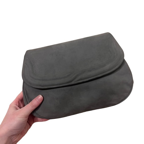 Bottega Veneta Handbags - Bottega Veneta Gray Suede Leather Clutch NWT